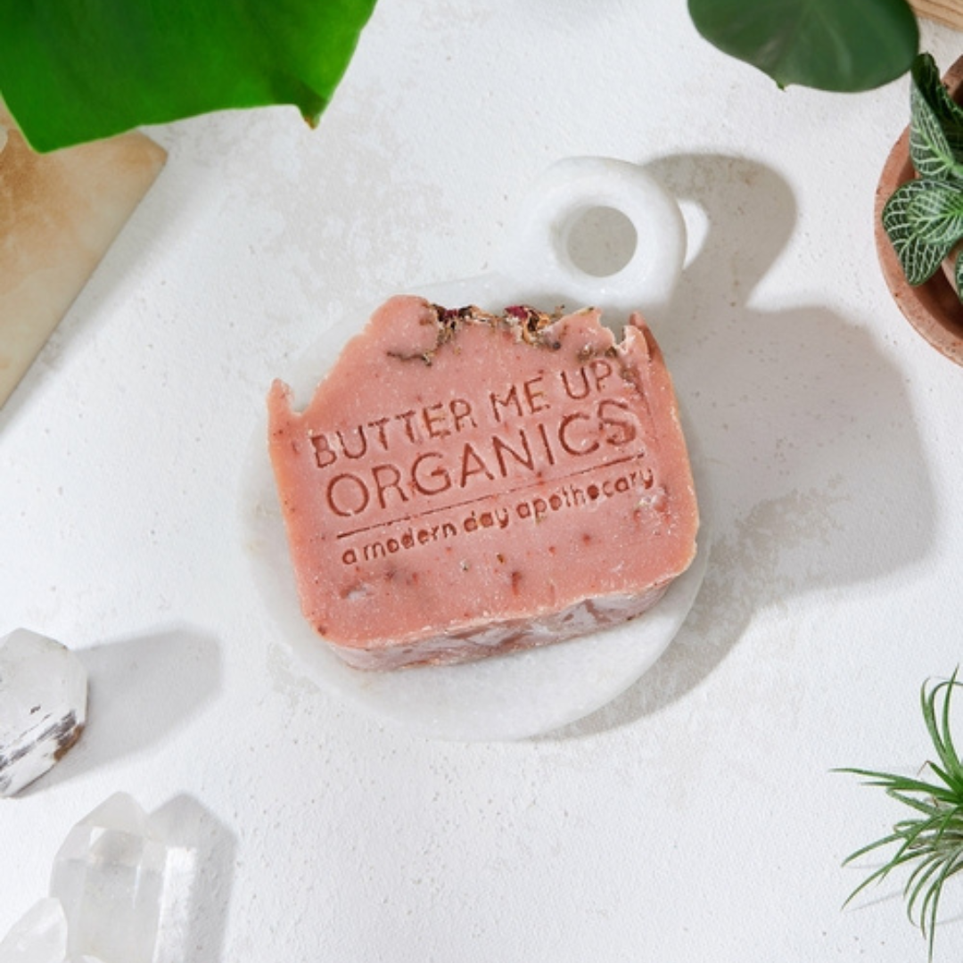 Rose Garden Organic Soap + Bamboo Soap Dish